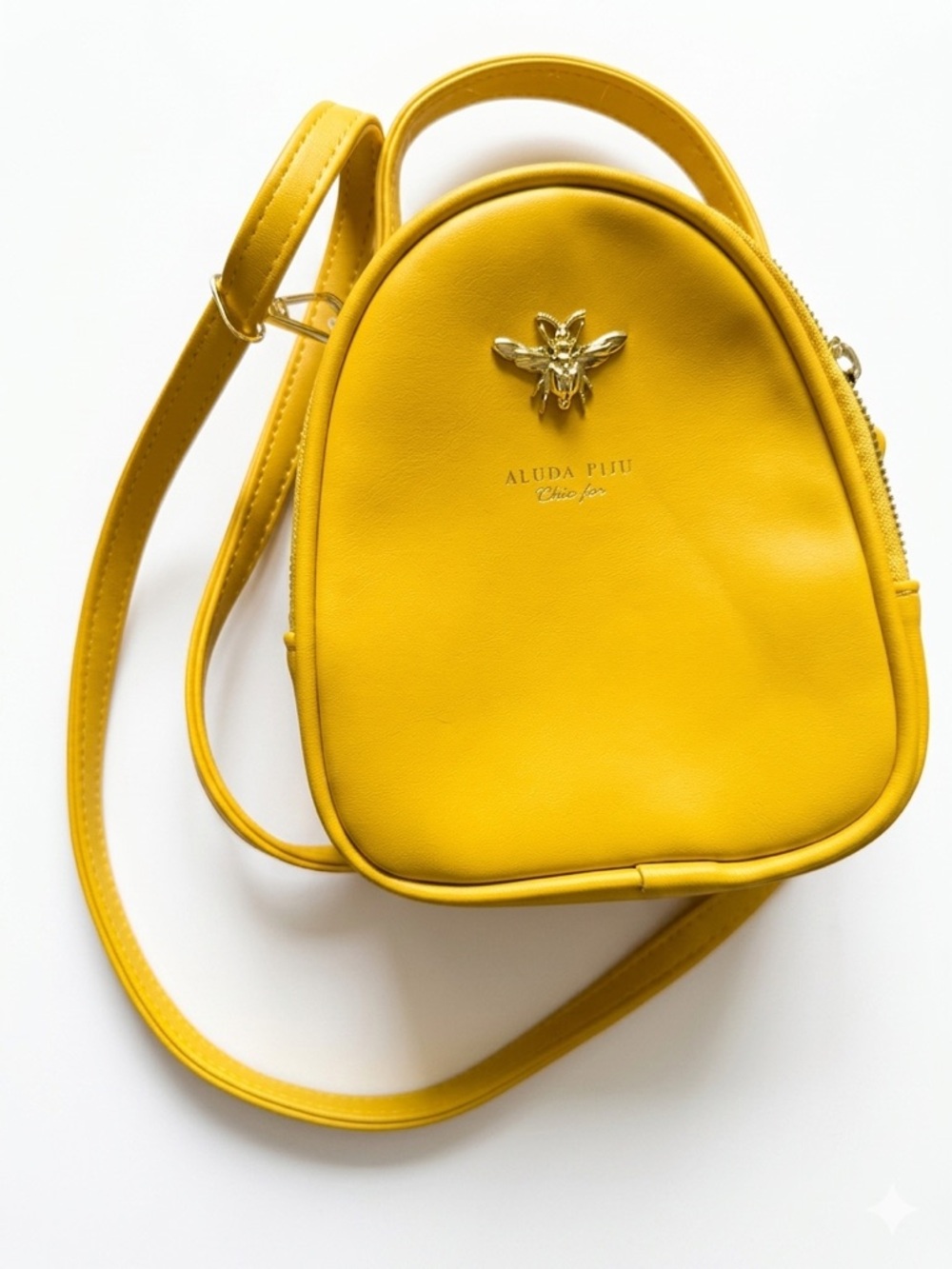 Aluda Piju Yellow Mini Crossbody Bag Gold Bee Accen